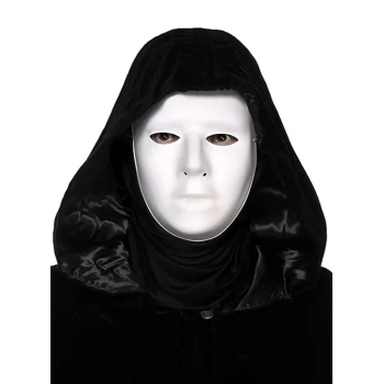 Nessiworld Siyah Kapüşonlu 120 cm Pelerin ve Beyaz Boyanabilir Tam Yüz Maske