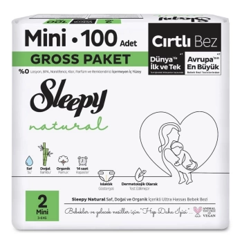 Nessiworld Sleepy Natural Bebek Bezi Gross Paket 2 Beden 3-6 Kg 100 Adet