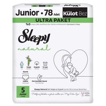 Nessiworld Sleepy Natural Külot Bez 2Li Ultra Paket 5 Beden 78 Adet