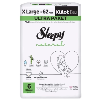 Nessiworld Sleepy Natural Külot Bez 2Li Ultra Paket 6 Beden 62 Adet