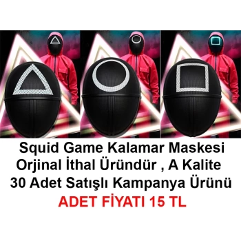 Nessiworld   Squid Game Maskesi 3 Model Toplam 30 Adet İthal Orjinal A Kalite Maske - Kampanya Ürünü