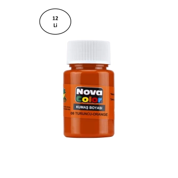 Nova Color Kumaş Boyası Şişe 30 Ml Turuncu 12 Li