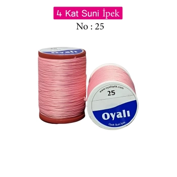 Oyalı 4 Kat Suni İpek İplik İğne Oyası Boncuk İpi Tığ Oyası No:25