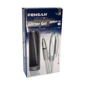 Pensan Glitter Simli Jel Kalem 1 Mm Gümüş 12li