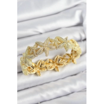 Pirinç Deniz Yıldızı Model Gold Renk Lastikli Kadın Bileklik