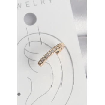 Pirinç Gold Renk Zirkon Taşlı Kadın Kıkırdak Küpe