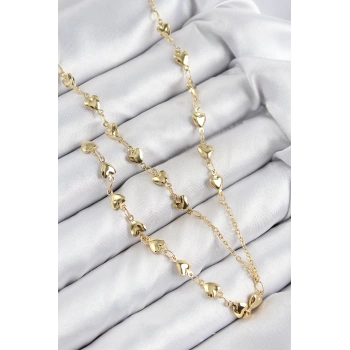 Pirinç Zirkon Taşlı Kalp Model Gold Renk Y Kolye