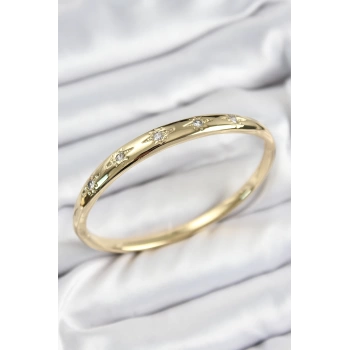Pirinç Zirkon Taşlı Kutup Yıldızı Model Gold Renk Kadın Kelepçe