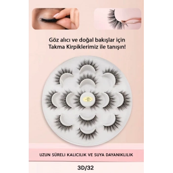 Takma Kirpik 7 Çift 3d Doğal Ipek  - 32 Hacimli Doğal Görünüm