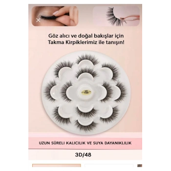 Takma Kirpik Doğal Ipek  3d-48 ( 7 Çift) Hacimli Doğal Görünüm