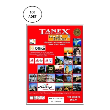 Tanex Tw-2016 99,1x34 Mm Lazer Etiket 100 Adet