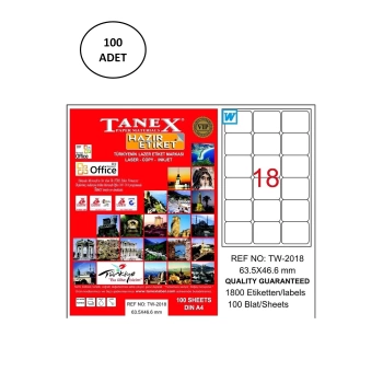 Tanex Tw-2018 Lazer Etiket 63X46 Mm 100 Adet