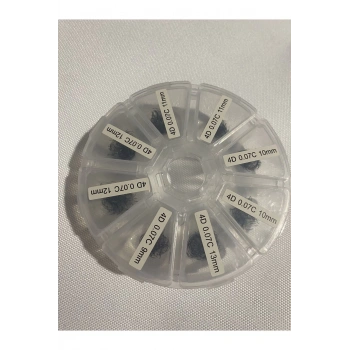 Tekli Takma Kirpik 4d 0.07 Kalınlık C Kıvrım - Karışık Boylar (9mm, 10mm, 11mm, 13mm) Pre Made Set
