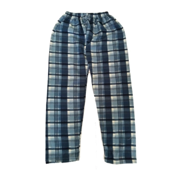 Unisex Polar Pijama Altı Termal Özellikli Mavi Ekose Desenli Ev Giyim Cepsiz