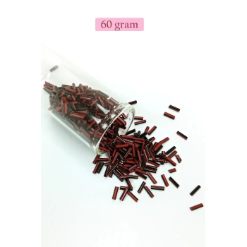 Uzun Boru Kesme Boncuk Çap 2mm Uzunluk 10 mm - 60 Gram - Kırmızı Siyah - BNC291
