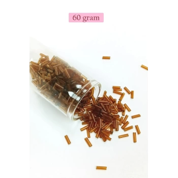 Uzun Boru Kesme Boncuk Çap 2mm Uzunluk 10 mm - 60 Gram - Şeffaf Kahverengi - BNC285