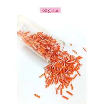Uzun Boru Kesme Boncuk Çap 2mm Uzunluk 10 mm - 60 Gram - Turuncu Beyaz - BNC294