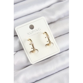 Xuping Zirkon Taşlı Oval Model Gold Renk Kadın Küpe