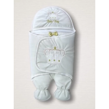 Yenidoğan King Baby Taç Nakışlı Ayaklı Erkek Bebek Kundak
