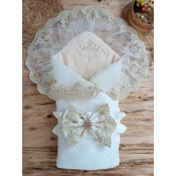 Yenidoğan Pamuk Papatya Desenli Trilüks Unisex Kundak Bebek Battaniyesi