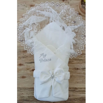 Yenidoğan Sahra My Prince Nakışlı Lüks Kundak Bebek Battaniyesi