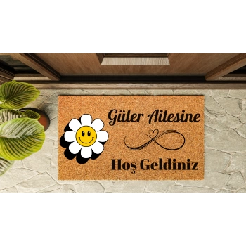 Kapı Önü Paspası Kişiye Özel Yazı Yazılır Koko Model Gülen Papatya PK-1608