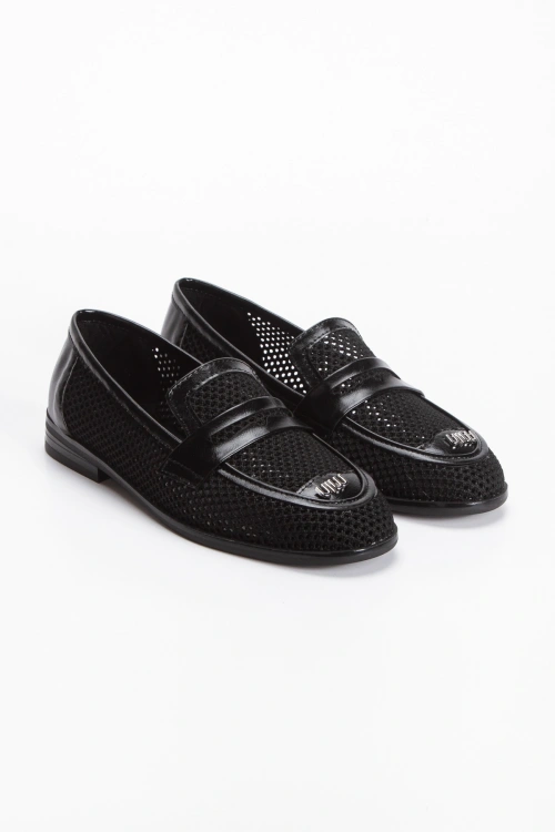 Kadın Siyah Triko Loafer Ayakkabı