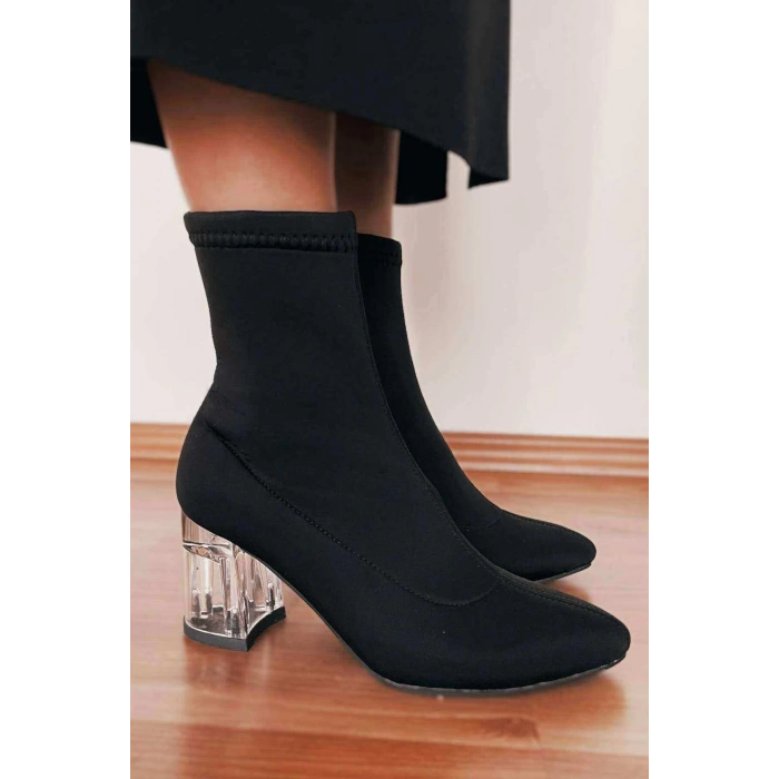 Kadın Siyah Çorap Çizme Kısa Çizme