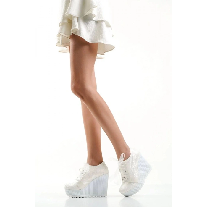 Kadın Isme Özel 12 Cm Dolgu Tabanlı Gelinlik Ayakkabısı