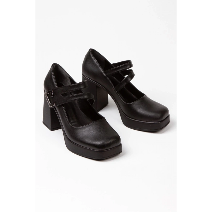 Kadın Balerin Tarz Platform Topuklu Küt Burunlu Ayakkabı