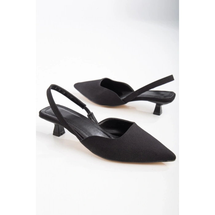 Kadın Saten 3 cm İnce Topuklu Günlük Ayakkabı Siyah