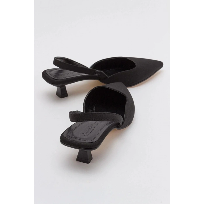 Kadın Saten 3 cm İnce Topuklu Günlük Ayakkabı Siyah