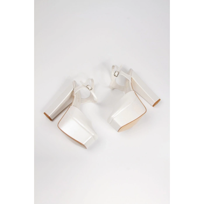 Kadın Sedef Yüksek Platform Arkası Açık Abiye Ayakkabı