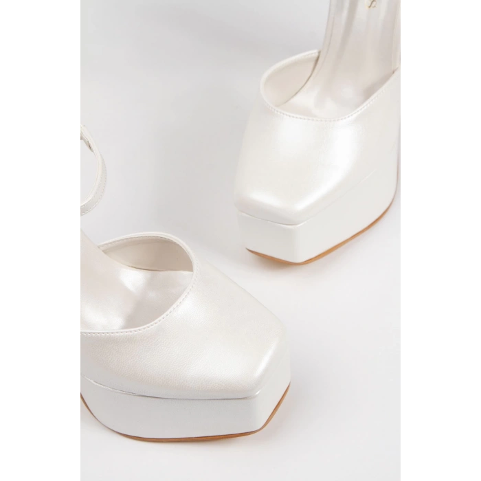 Kadın Sedef Yüksek Platform Arkası Açık Abiye Ayakkabı