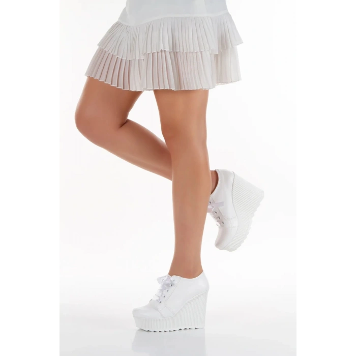 12 cm Yüksek Dolgu Topuk Sade Tarz Gelinlik Ayakkabı