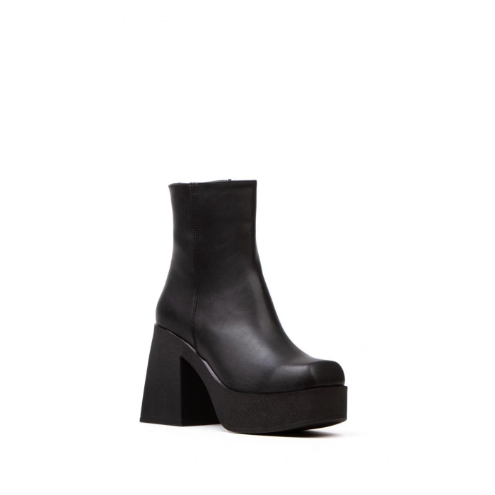 Kadın Siyah Yüksek Topuklu Fermuarlı Bot