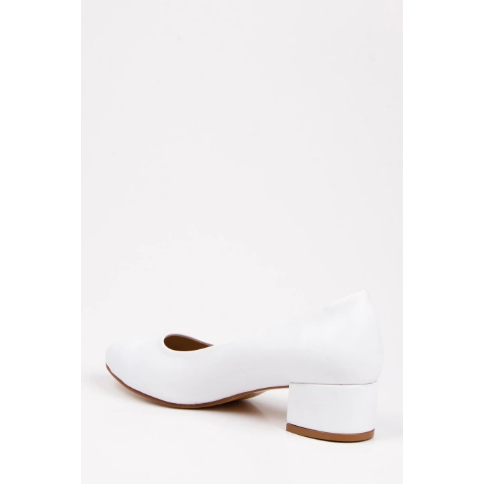 Kadın Beyaz Kısa Topuklu Stiletto Ayakkabı Çanta Takımı