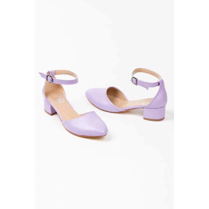 Kadın Lila Kısa Topuklu Karnıyarık Ayakkabı