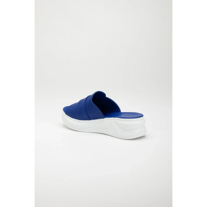 Kadın Mavi Kalın Topuklu Tokalı Terlik