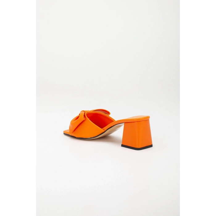 Kadın Turuncu Papyonlu 5 Cm Topuklu Terlik