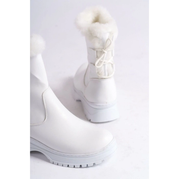 Kadın Beyaz İçi Kürklü Bot