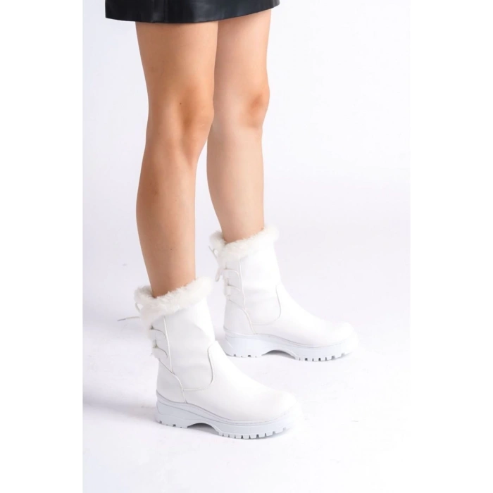 Kadın Beyaz İçi Kürklü Bot