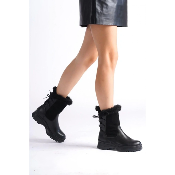 Kadın Siyah İçi Kürklü Bot