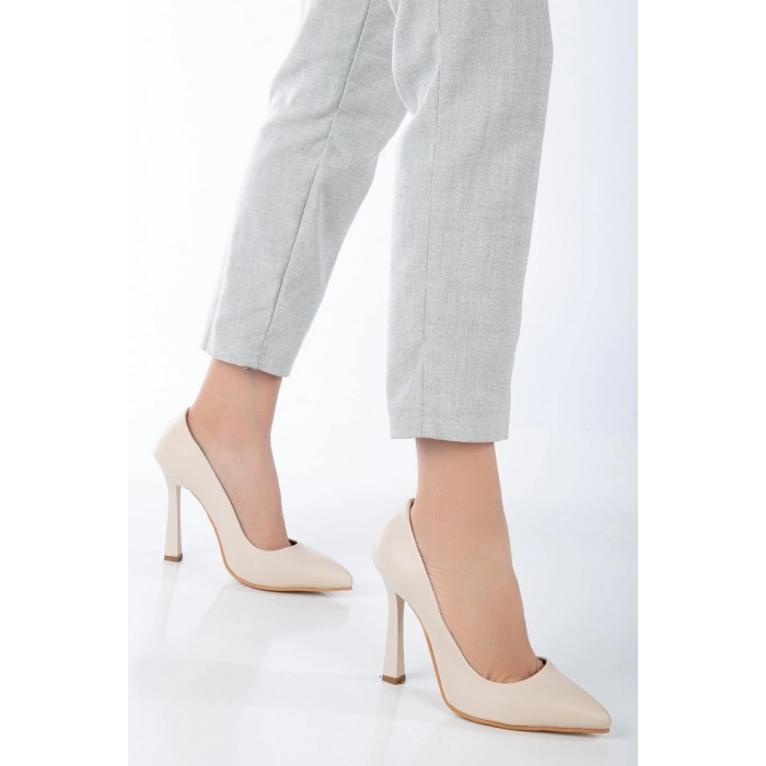 Kadın 10 cm Topuklu Stiletto Bej