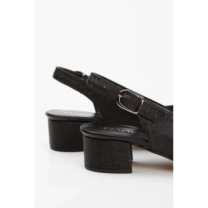 Günlük 3 cm Kısa Kalın Topuklu Ayakkabı Siyah Parıltı