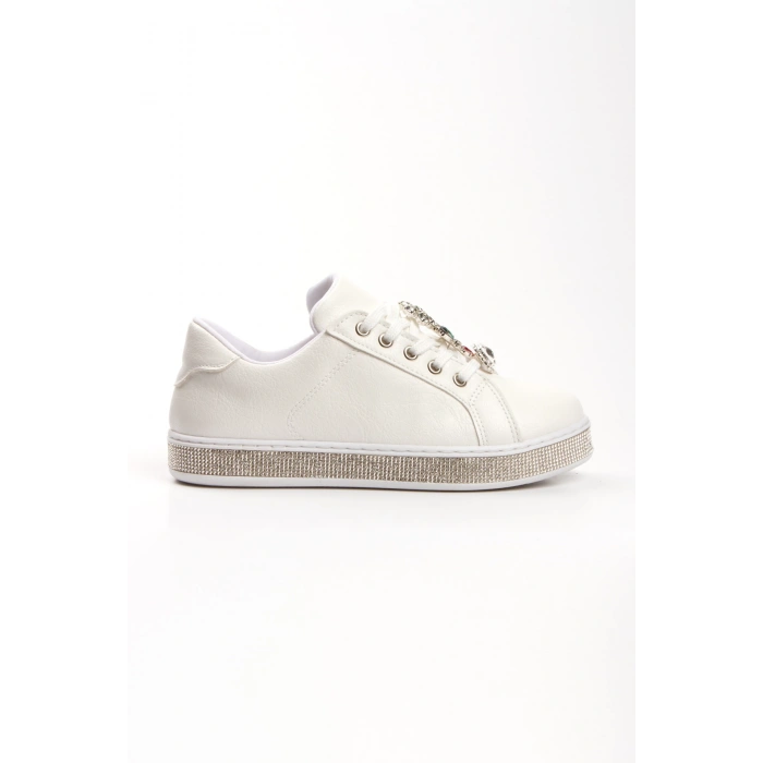 Kadın Taş Detay Sneakers Beyaz