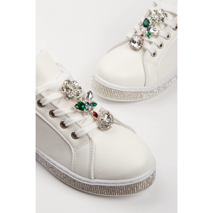 Kadın Taş Detay Sneakers Beyaz