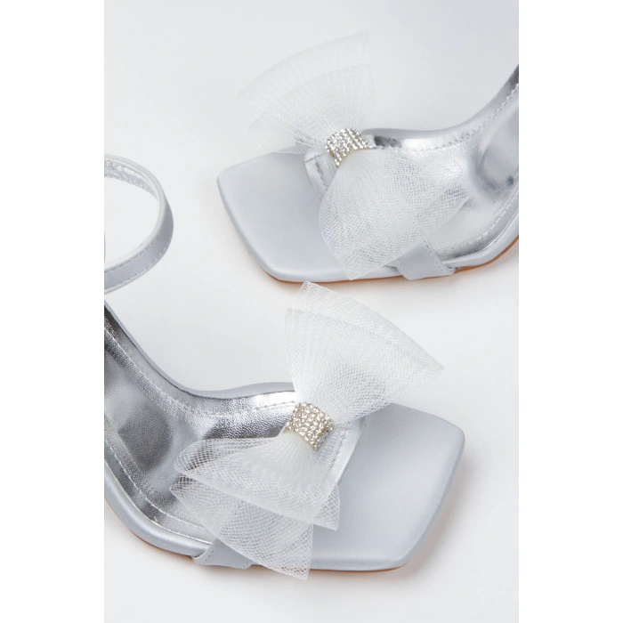 Kadın Özel Üretim 9 cm Topuklu Ayakkabı Gümüş