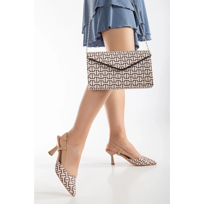 Kadın Yazlık Günlük Ayakkabı ve Çanta Takımı Nude