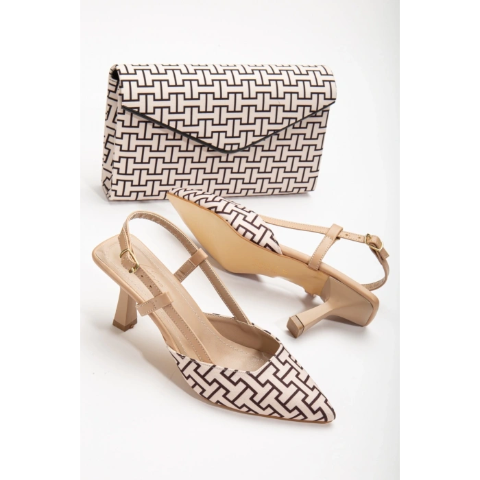 Kadın Yazlık Günlük Ayakkabı ve Çanta Takımı Nude